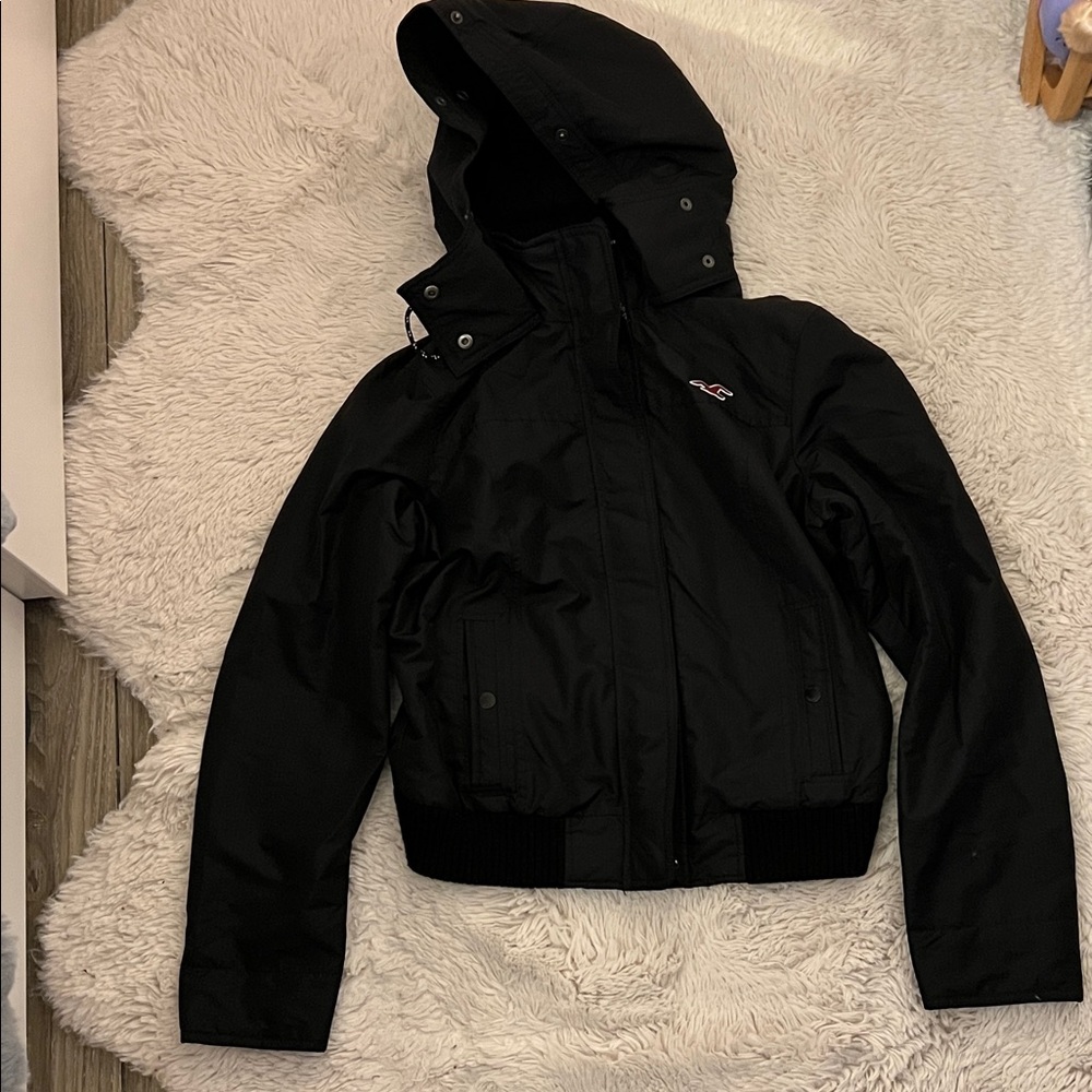Black Hooded bomber Jacket waterproof size Large